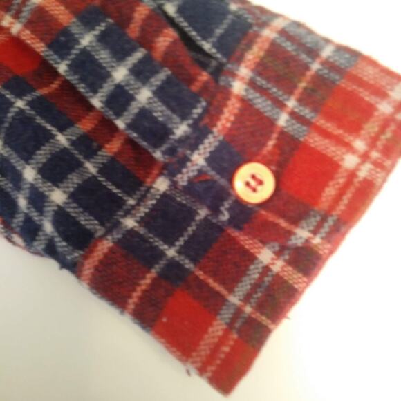 VTG Mac Campbell VIP Red Plaid Flannel Wool Shirt Men Size Large Button Down - Picture 3 of 7